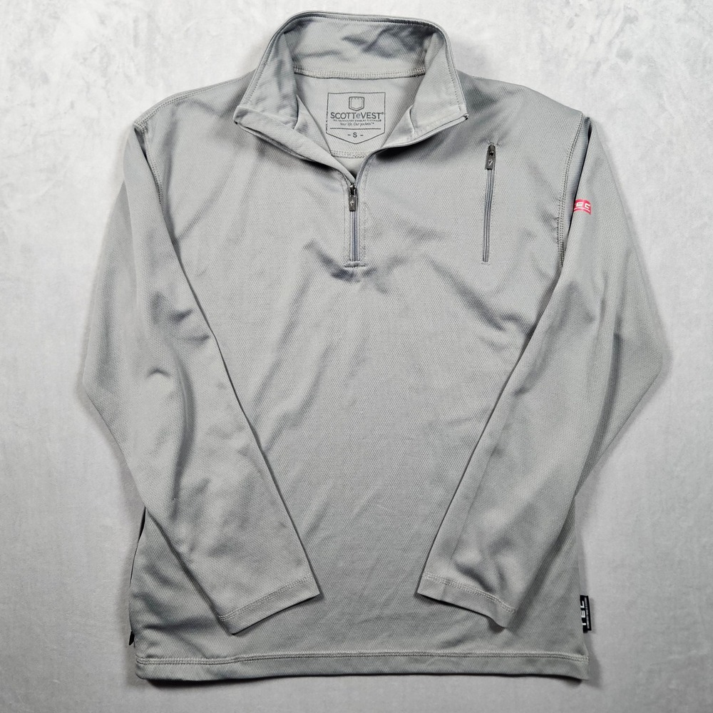 Scottevest Sweatshirt Mens Small Gray 1/4 Zip Performance Pullover TEC Wicking
